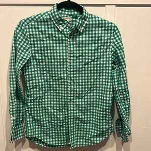 Crewcuts Boys Gingham green/white cotton button down.